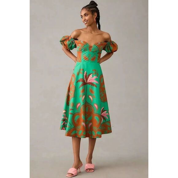 NWT Anthropologie Maeve Puff-Sleeve Sweetheart Dress Size 2 - Picture 1 of 10
